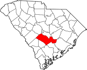 Map of South Carolina highlighting Orangeburg County
