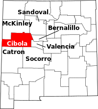 Map of New Mexico highlighting سيبولا