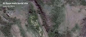 صورة تشير لتزايد عدد المقابر بالقرب من مخيم الرقو للاجئين على الأراضي السعودية، الأمر الذي يدل على عمليات تصفية بحسب هيومن رايتس ووتش