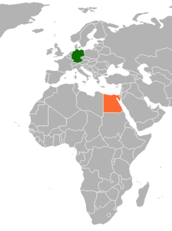 Map indicating locations of Germany and Egypt