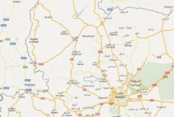 موقع عندان في ريف حلب الشمالي