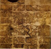 An early Western Han dynasty silk map found in tomb 3 of Mawangdui, depicting the Kingdom of Changsha and Kingdom of Nanyue in southern China (note: the south direction is oriented at the top).