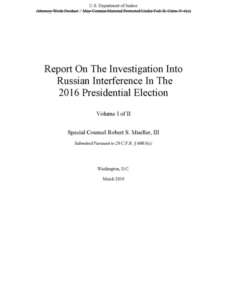 ملف:Report On The Investigation Into Russian Interference In The 2016 Presidential Election.pdf