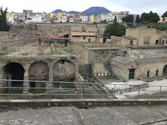 View from above Herculaneum with Mt. Vesuvius in the background