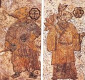 These figures represent guardian spirits of certain hours of the day- the left figure represents the first hour (midnight).