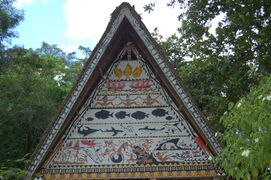 Bai meeting house of the Palauan people, with colorfully decorated gables