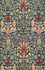 Two of Morris' designs: Snakeshead printed textile (1876) and "Peacock and Dragon" woven wool furnishing fabric (1878)