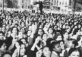This crowd of enthusiastic female admirers of Gamal Abdel Nasser gathered outside his Cairo residence on Jan. 22, 1956, to cheer him after he proclaimed a new Egyptian constitution that promised new rights for women. The feminine contingent hopes the right to vote will be one of their new liberties. (AP Photo)