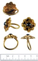The Escrick ring of gold with a sapphire and glass inset