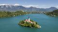 Bled Island with Bled Castle behind