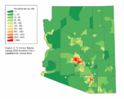 A population density map of Arizona