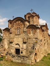 The Church of St. George in Kumanovo (left) and Šarena Džamija Mosque in Tetovo (right).