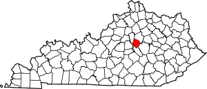 Map of Kentucky highlighting Jessamine County