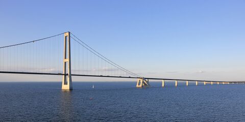 The East Bridge at sunset seen from a ship