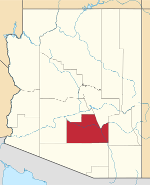 Map of Arizona highlighting مقاطعة پينال
