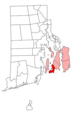 Location of Newport in Newport County, Rhode Island