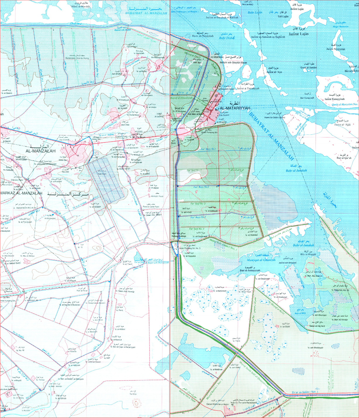 مأخذ ترعة السلام من مصرف بحر حادوس. لوحة مجمعة للمطرية والمنزلة. أمدنا بها، مشكوراً، الدكتور ممدوح حمزة.