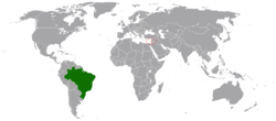 Map indicating locations of Brazil and Lebanon