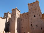 View of the main house inside the kasbah: a typical square-based structure with four corner towers, though a fifth tower (the middle tower seen here) was added after the original construction