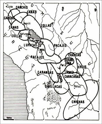 The Colla culture area, in the northern Titicaca Basin, along with other altiplano polities.